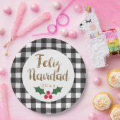 金ゴールドフェリズナビダッド白黒バッファロープレイド ペーパープレート (パーティー)