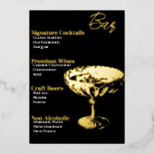 金ゴールドフォイルのカクテルパーティーバーメニュー 箔シーズンカード (正面)