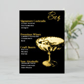 金ゴールドフォイルのカクテルパーティーバーメニュー 箔シーズンカード (立ち正面)