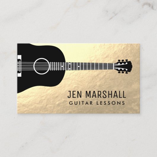 金ゴールドフォイルのギタフェイクーシルエット 名刺 (正面)