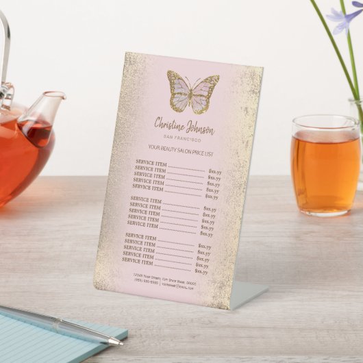 金ゴールドフォイルのフェイク価格表 台座サイン (インサイチュ)