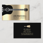 金ゴールドフォイルのブラックギターシルエット 名刺 (正面/裏面)