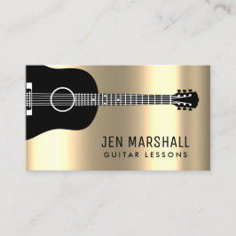 金ゴールドフォイルのブラックギターシルエット 名刺