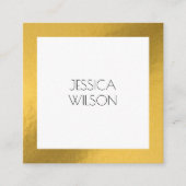 金ゴールドフォイルエレガントフレームの名刺を持つシック スクエア名刺 (正面)