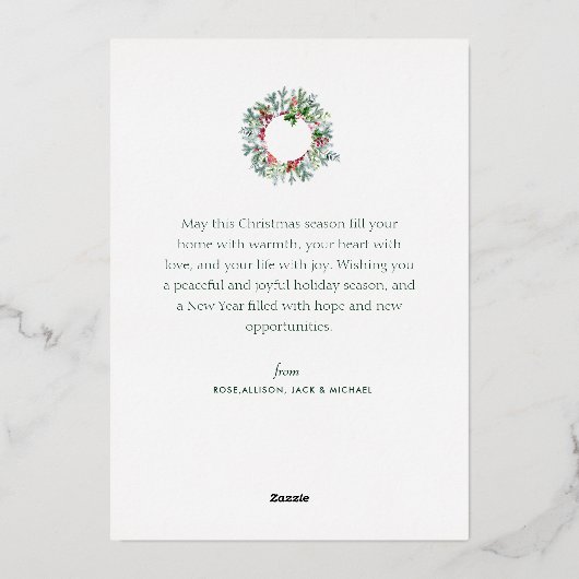 金ゴールドフォイルエレガントレタリングクリスマスホリデーカード 箔シーズンカード (裏面)