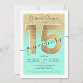 金ゴールドフォイルグリッタースクリプトmintキンセアニェラ写真 招待状 (正面)