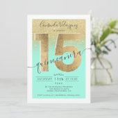 金ゴールドフォイルグリッタースクリプトmintキンセアニェラ写真 招待状 (スタンド正面)