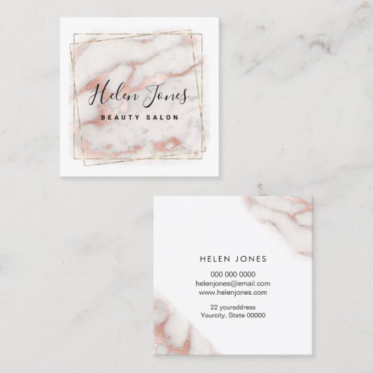 金ゴールドフォイルフェイクオンバラ金ゴールド大理石デザイン スクエア名刺 (正面/裏面)