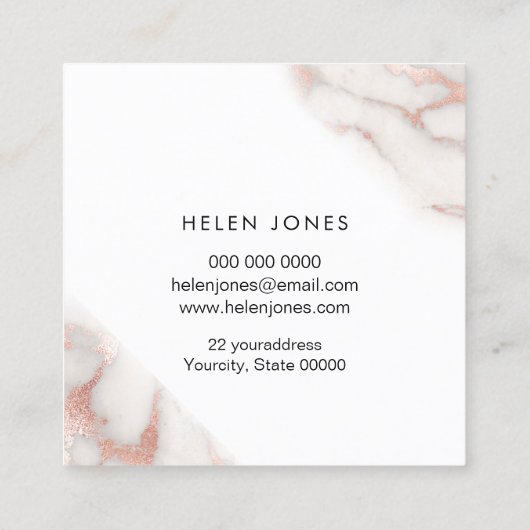 金ゴールドフォイルフェイクオンバラ金ゴールド大理石デザイン スクエア名刺 (裏面)