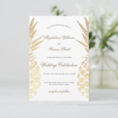 金ゴールドフォイルフェイクパイナップルエレガントな結婚式 招待状 (スタンド正面)