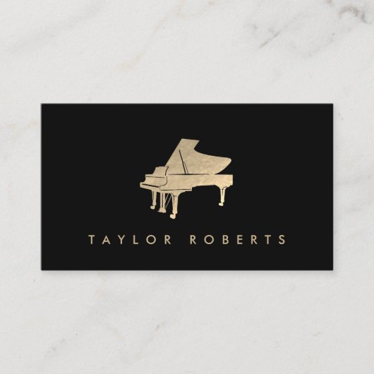 金ゴールドフォイルフェイクピアノ 名刺 (正面)