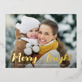 金ゴールドフォイルメリー明るいクリスマスカード 箔シーズンポストカード (正面)