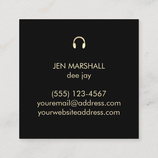 金ゴールドフォイル上のDJフェイクスクリプト スクエア名刺 (裏面)