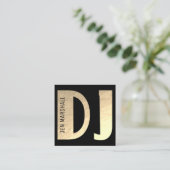 金ゴールドフォイル上のDJフェイクスクリプト スクエア名刺 (スタンド正面)