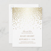金ゴールドフォイル効エレガント果紙吹雪保存日 案内ポストカード (正面/裏面)