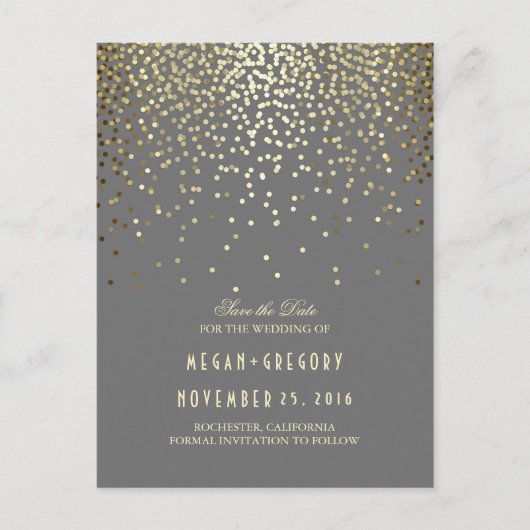 金ゴールドフォイル効エレガント果紙吹雪保存日 案内ポストカード (正面)