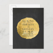 金ゴールドフォイル効果紙吹雪シャルボード日付を保存 案内ポストカード (正面/裏面)