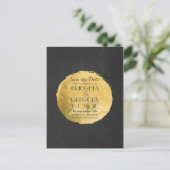 金ゴールドフォイル効果紙吹雪シャルボード日付を保存 案内ポストカード (スタンド正面)