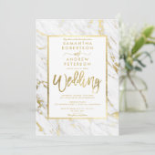 金ゴールドフォイル大理石のエレガントな結婚式 招待状 (スタンド正面)