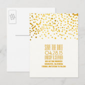 金ゴールドフォイル紙吹雪ロマンチックな日付を保存 案内ポストカード (正面/裏面)