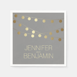 金ゴールドフォイル結婚ストリングライト スタンダードカクテルナプキン