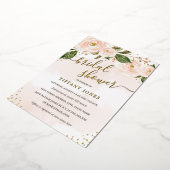 金ゴールドフォイル赤面水彩フローラブライダルシャワー 箔招待状 (回転した状態)