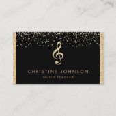 金ゴールドフォイル音楽の黒のトレブルクレフ、 音符記号をシミュレート 名刺 (正面)