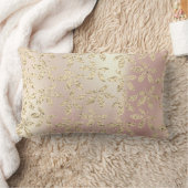 金ゴールドフォキエバラ金ゴールドピンクメタリックグラスリーフ ランバークッション (ブランケット)