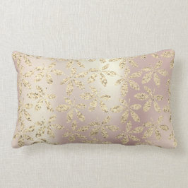 金ゴールドフォキエバラ金ゴールドピンクメタリックグラスリーフ ランバークッション
