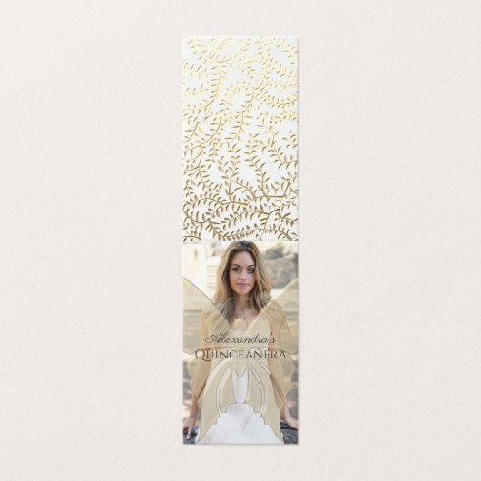 金ゴールドフォトキンセアニェラ誕生日招待状 (外部フラット)