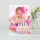 金ゴールドフォトファースト誕生日招待状 招待状 (スタンド正面)