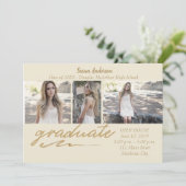 金ゴールドフォト卒業パーティー招待状 招待状 (スタンド正面)