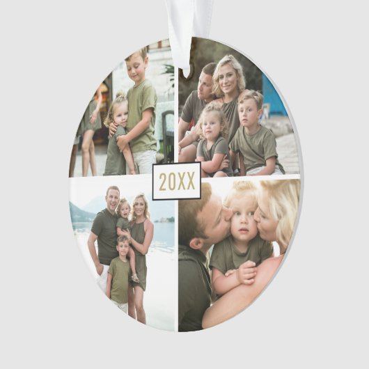 金ゴールドフォーフォトクリスマスホリデーオーナメント オーナメント (正面)