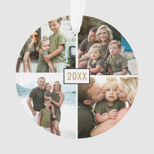 金ゴールドフォーフォトクリスマスホリデーオーナメント オーナメント (正面)