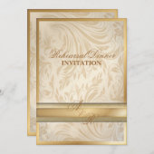 金ゴールドフォーマルダマスクリハーサルディナー招待状 招待状 (正面/裏面)