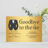 金ゴールドフォーマルブラックタイスーツ退職パーティー 招待状 (スタンド正面)