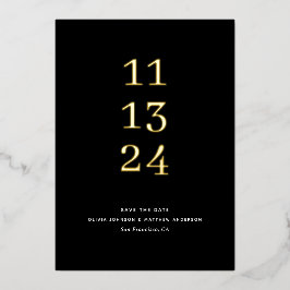 金ゴールドフォーマルブラックミニマル結婚式Save Date 箔招待状