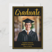 金ゴールドフォーマルブラック卒業写真2025年卒業 案内状 (正面)