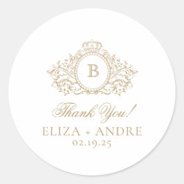 金ゴールドフォーマルモノグラムクレストサンキューカスタム ラウンドシール