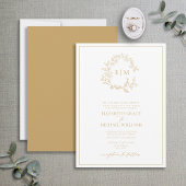 金ゴールドフォーマルリーピークレストモノグラム結婚ズ 招待状