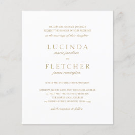 金ゴールドフォーマルQRコード予算結婚式招待状 チラシ