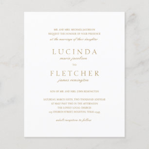 金ゴールドフォーマルQRコード予算結婚式招待状 チラシ