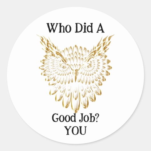 金ゴールドフクロウのシール ラウンドシール (正面)