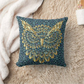 金ゴールドフクロウ顔オンカラフルペイズリー クッション (ブランケット)