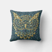 金ゴールドフクロウ顔オンカラフルペイズリー クッション (裏面)