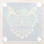 金ゴールドフクロウ顔 ガラスコースター (裏面)