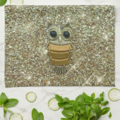 金ゴールドフクロウ キッチンタオル (折り畳み)