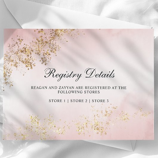 金ゴールドフモダンレックス赤面ピ結婚ンクのレジストリ エンクロージャーカード