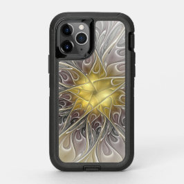 金ゴールドフラクタルモダン抽象芸術で花盛り オッターボックスディフェンダーiPhone 11 PROケース