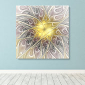 金ゴールドフラクタルモダン抽象芸術で花盛り キャンバスプリント (インサイチュ (ウッドフロア))